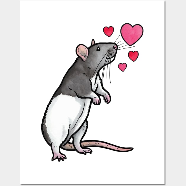 Hooded rat love Wall Art by animalartbyjess